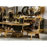 AEA Elegant set van 10 delen voor de eetkamer, bestaande uit hout en glas, in zwart en goud