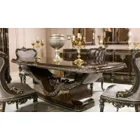 AEA Elegant set van 9 delen voor de eetkamer, bestaande uit hout en glas, in bruin