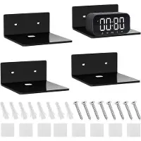 OEM Zwarte wandpanelen set - 4-delig - 10 cm - Acryl - Boekenplank voor wand, geschikt voor woonkamer, slaapkamer, keuken