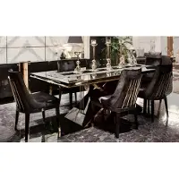 AEA Schwarz-Goldene Esszimmer Garnitur Designer Küchentisch 4x Stühle