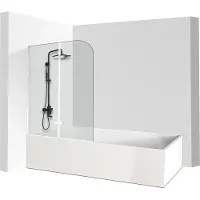 OEM Badwand van glas, zilverkleurig, 100x140 cm, 2-delig, 5 mm dik, inklapbaar, veiligheidsglas, 2-delig, zilver