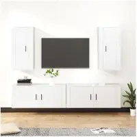 vidaXL 4-delige TV-meubelset, wit, van houtvezel