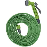 Kinzo Tuinslang Flexibel 10M - Tuinslangen Incl. Opzetstuk - Tuinslang met Sproeikop met 7 Spraystanden - Kunststof - Groen/Grijs