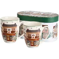 Duo Kerst Mokken Set 2 stuks - Klassieke Kerstbladeren