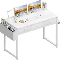 Benza Ibenzoa Compacte witte bureau, 100 x 50 x 78 cm, met 3 lades, gemaakt van P2-spaanplaat – ruimtebesparend voor thuiswerk, kantoor en slaapkamer