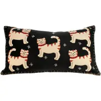 Meander Kussen zwart Katten, vilt incl. vulling 50,8x28cm