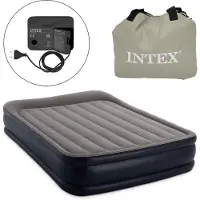 Intex 64136ND Opblaasbaar luchtbed DuraBeam Deluxe Pillow, formaat Queen, 152x203x42 cm, inclusief pomp en tas