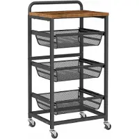 Vasagle Serveerwagen met 4 niveaus, wagen op wielen, 40 x 31,7 x 76 cm