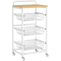 Vasagle Serveerwagen met 4 niveaus, wagen op wielen, 40 x 31,7 x 76 cm