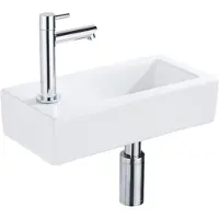 FortiFura Fuente fonteinset – rechthoekig – 36x18.5x9 cm – solid surface wit – chromen kraan SW696234/SW696219/SW705498/SW696206