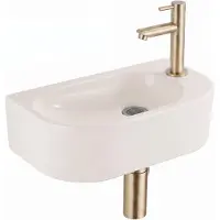 Qeramiq Fuente fonteinset – halfrond – 40x22x12 cm – keramiek linnen – kraangat rechts – glad front SW1449884/SW696202/SW696213/SW696238