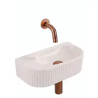 Qeramiq Fuente fonteinset – halfrond – 40x22x12 cm – keramiek linnen – zonder kraangat – geribbeld SW1449882/SW799406/SW799404/SW1108832