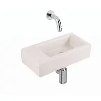 Qeramiq Fuente fonteinset – 38x18.5x9 cm – keramiek linnen – zonder kraangat – chromen kraan SW1449879/SW696203/SW696214/SW1108827