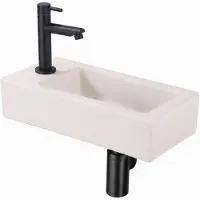 Qeramiq Fuente fonteinset – 38x18.5x9 cm – keramiek linnen – kraangat links – mat zwarte kraan SW1449877/SW696199/SW696210/SW696235