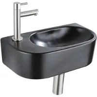 Qeramiq Fuente fonteinset – halfrond – 40x21.5x12 cm – kraangat links – kraan geborsteld RVS SW1209556/SW696207/SW696217/SW696237