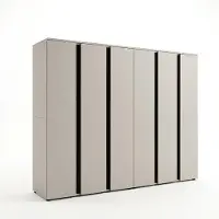 Xonox .home Kleerkast Amara, 242x184x52 cm, in kasjmierbeige kleur, met 6 deuren, 2 kledingroedes, 8 legplanken, zwarte accenten en een melamine coating