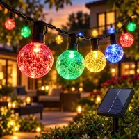 Rosikey 9.5 meter lange, solar gevoede lichtketting met LED-lampen, geschikt voor binnen- en buitengebruik, kerstverlichting voor de tuin, kleurrijk