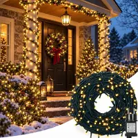 Lapamax 50 meter lichtketting met 250 LED's, warmwit licht, 8 lichtmodi, timerfunctie, IP44, geschikt voor kerstverlichting binnen en buiten, voor kerst, feestjes, tuin, Halloween-decoratie