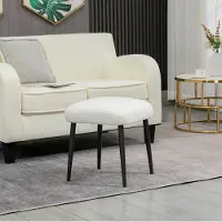 MODFU - Hocker - Kasjmierlook - Stalen Poten - Binnengebruik - Crème - 42x42x47 cm