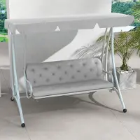 MODFU - Schommelbankkussen - Met Banden - Polyester - Lichtgrijs - 150 X 98 X 8 Cm