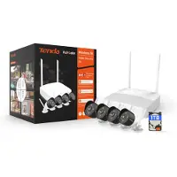 Tenda bewakingscamerasysteem voor buiten, WLAN-set, bestaande uit: 4x 2K WLAN-camera voor buiten + 4-kanaals draadloze ontvanger