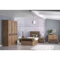 AEA Bett mit Bettkasten Bettrahmen Kinderbett Jugendbett Braun Holz Luxus