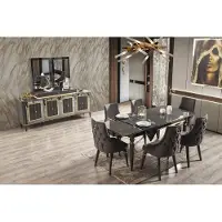 AEA Luxus Esszimmer Esstisch Stuhl Gruppe Garnitur Set Holz Tisch Tische 7tlg. Sets