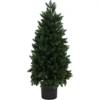 Mendler Kerstboom HWC-R29, decoratieve boom, kunstboom, kunstplant, kunstmatige dennenboom, geschikt voor buiten, polyethyleen, 85 cm