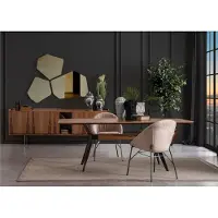 AEA Esszimmer Set Luxus Garnitur Esstisch Sideboard 2x Stühle Spiegel Holz