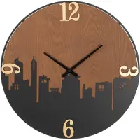 Mauro Ferretti wandklok, model "city", diameter 60 cm, hoogte 2 cm, zwart en bruin