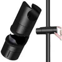Benza Ibenzoa Verstelbare handdouchehouder (ABS), 360° draaibaar, mat zwart, geschikt voor douchestangen met een diameter van 18–25 mm, eenvoudig te monteren zonder gereedschap, compatibel met G12