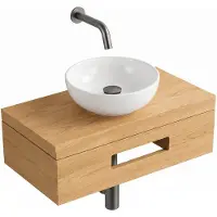 Royal plaza Terra fonteinset – 40x25x10 cm – hout wit glans – kraan geborsteld gunmetal – met handdoekhouder SW1470599/SW1102400/SW1108831/SW767288/SW767295