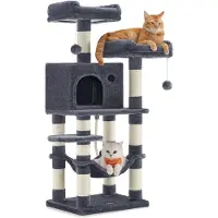 Feandrea Krabbenpaal, 101-160 cm, voor grote katten - 5 niveaus, grijs