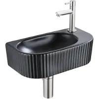 Qeramiq Fuente fonteinset – halfrond – 40x21.5x12 cm – kraangat rechts – kraan geborsteld RVS – geribbeld SW1522214/SW696207/SW696217/SW696237