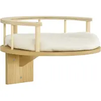 PawHut Wandplank voor katten - 34 x 10,5 cm - Eikenhout + Crème wit