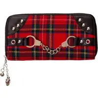 Syal Sp. zo.o. - Gothic Portemonnee - Red Tartan Wallet - voor Vrouwen - zwart-rood | Maat Standard