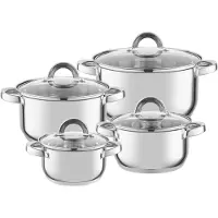 Florina Claude 8 delige pannenset - kookpan - RVS - 8-delig - Ø 16/18/20/24 cm - geschikt voor alle warmtebronnen - zilver