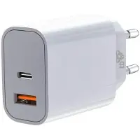 TB universele oplader, 2x3A, USB-C + USB-A, Power Delivery, wit