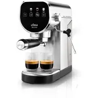 Ufesa 71706016, espressomachine, 0,9 liter, voor gemalen koffie, 1360 W, zwart, roestvrij staal