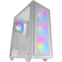 Mars Gaming MC-AIRW, Midi-tower, PC, Wit, ATX, Micro ATX, Mini-ITX, Gaas, SGCC-staal, Gehard glas, Gaming