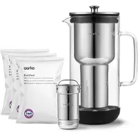 AARKE Purifier: glazen waterfilter, 2,4 liter, roestvrij staal, met 3 filters