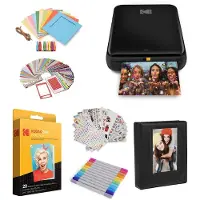 Kodak Step-printer, draadloze mobiele fotoprinter met Zink-technologie en gratis app voor iOS en Android (zwart). Cadeauset, formaat 2x3 inch