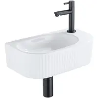 Qeramiq Blend fonteinset – halfrond – 40x21.5x12 cm – keramiek wit glans – mat zwarte kraan SW1522208/SW696205/SW696215/SW696235