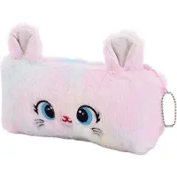 Benza Ibenzoa Pluche etui met regenboog- en kattenmotief – groot pennenetui voor meisjes, ongeveer 20 x 10 cm, zachte pluche stof, grote capaciteit