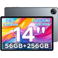 Doogee U14 - Tablet - 56 GB RAM (6+50 GB) + 256 ROM (2TB/TF) - GAMINI AI - 14 inch 2.2K+90 Hz - 14000 mAh/33W - 6 Speakers - RK3576S AI - 16 MP+8 MP - Android 16 - WiFi 6 - OTG - Grijs