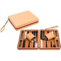 Engelhart Backgammon 9 inch - Beige kunstleer - Draagriem - 604501