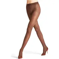 Falke Chevron gedessineerd materiaal halfdoorzichtig 50 DEN panty dames bruin - maat M-L