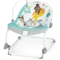 Bright Starts Rainbow Bouncer. Blue. Soothing Vibrations. 2 Recline Positions. Up to 30 Months