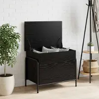 vidaXL Opbergbox Zwart eiken 80 x 40 x 49,5 cm Bewerkt hout