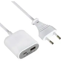 Electraline Adapter met "gummy line" design, 1 USB-poort en 1 USB Type-C poort
